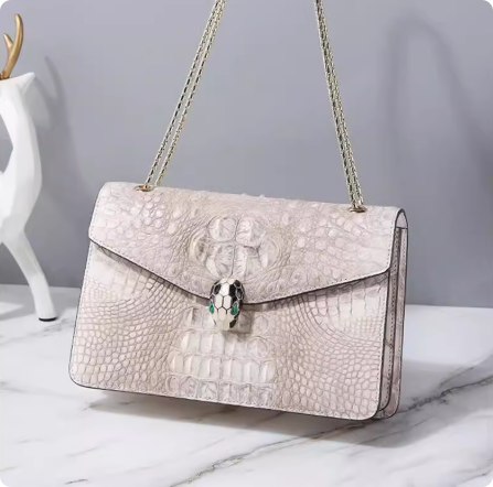 高端鳄鱼皮包包女包轻奢女士单肩包喜马拉雅白斜挎包生日礼物女