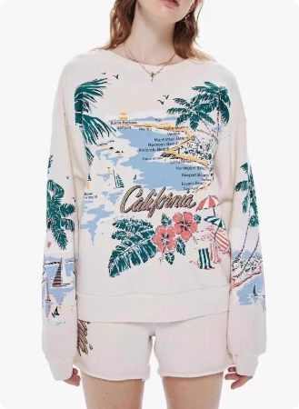 女士度假风印花长袖卫衣银泰百货精品