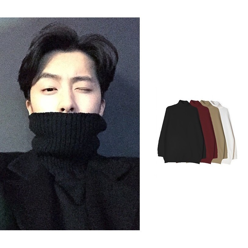 現貨秒發?針織毛衣 ?韓國高領毛衣 OVERSIZE 純色高領毛衣 黑色 酒紅 卡其 米白 男女可穿 歐美 日韓
