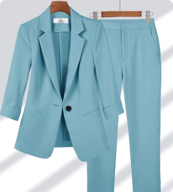 职业套装女2025夏秋新款简约纯色大码西装高级气质修身西服两件套