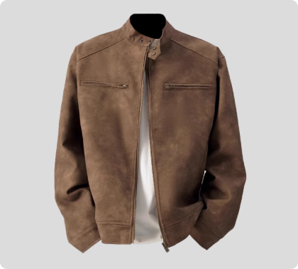 高端品质！！美拉德美式棕色皮衣外套男高级感飞行夹克机车棒球服